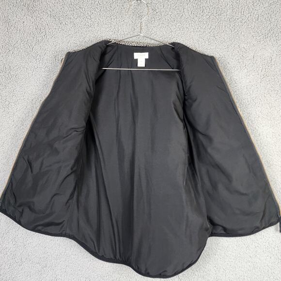 J. CREW Women's Black Chevron Quilted Lined Vest SZ XXS Full Zip w Pockets - Picture 5 of 6